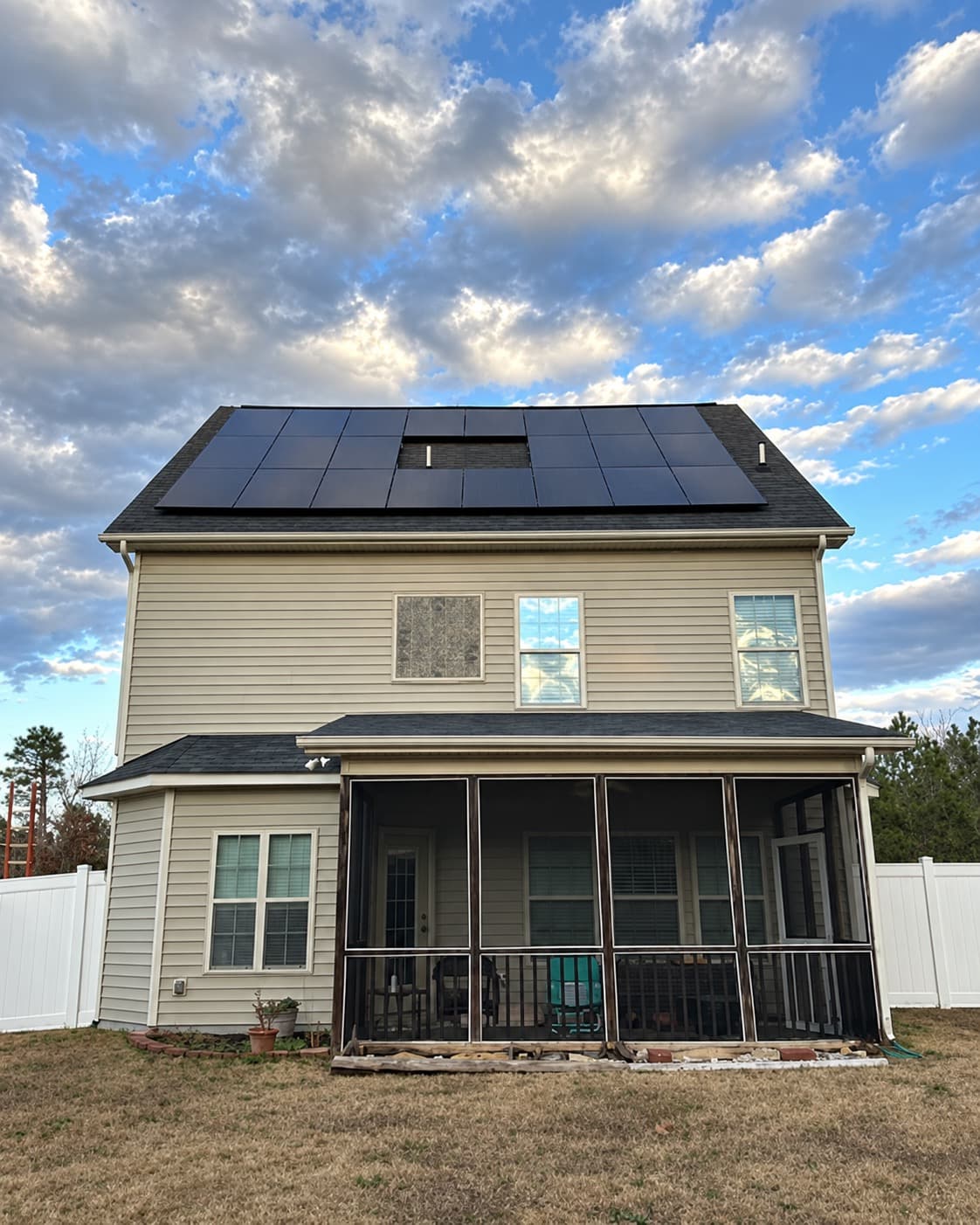 Solar panels installed across a residential roof