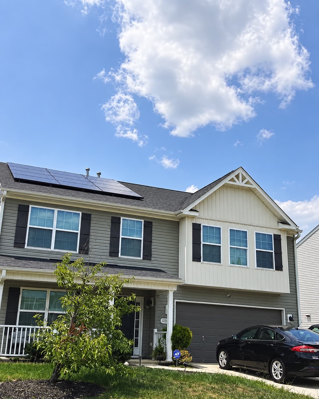 Completed solar panel installation under a clear sky
